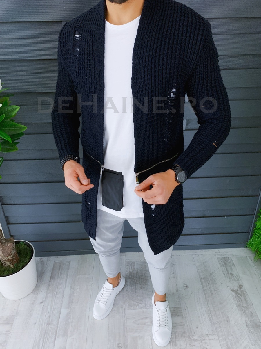 Cardigan barbati bleumarin slim fit zr t3639 89-2/ x19